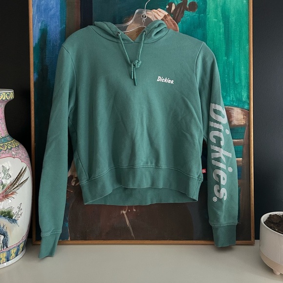 Dickies Teal Cropped Hoodie with Logo M - Picture 1 of 13